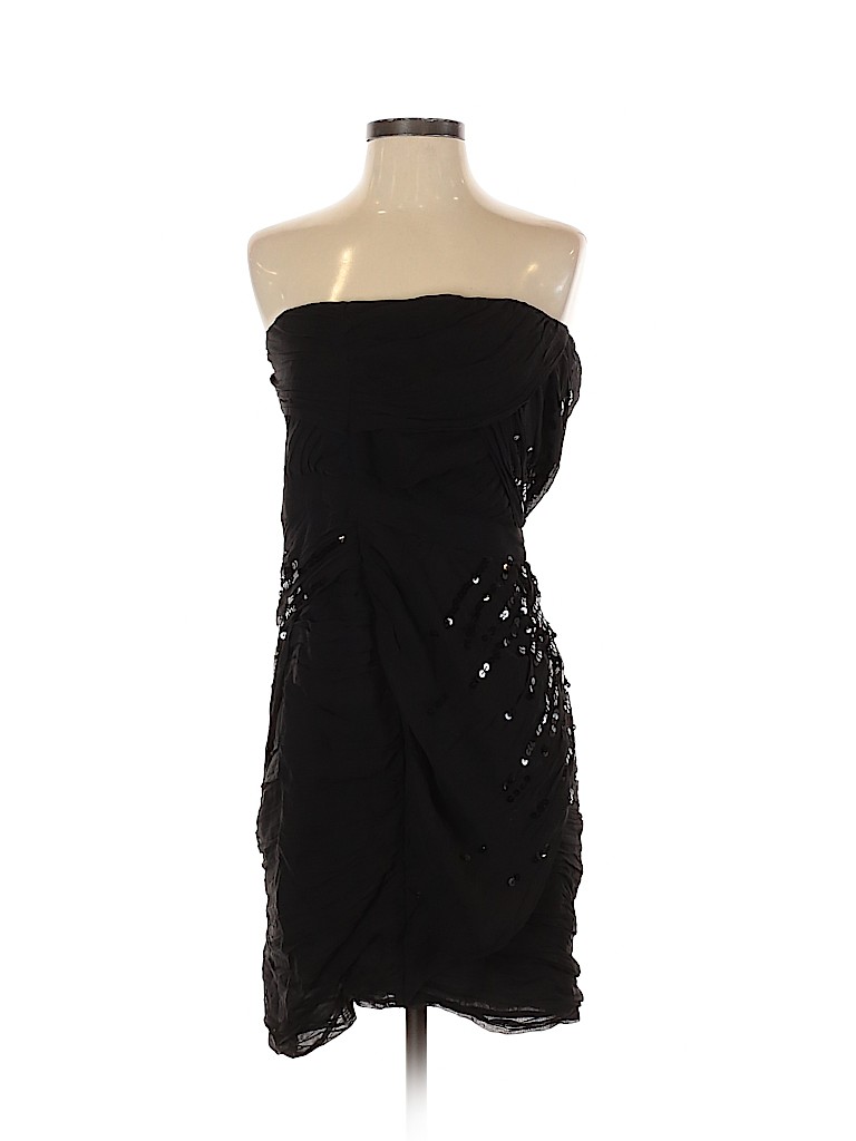 Diane von Furstenberg 100% Silk Solid Black Cocktail Dress Size 8 - 95% ...