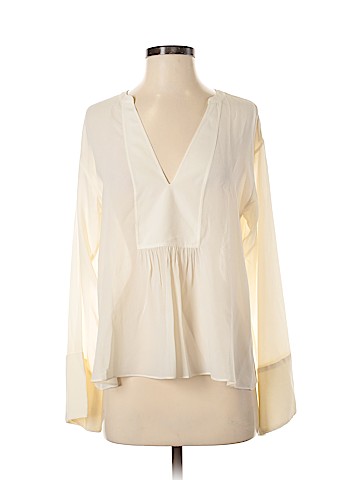 Theory Long Sleeve Silk Top (view 1)