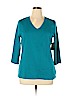 St. John's Bay 100% Cotton Teal 3/4 Sleeve T-Shirt Size XL - photo 1