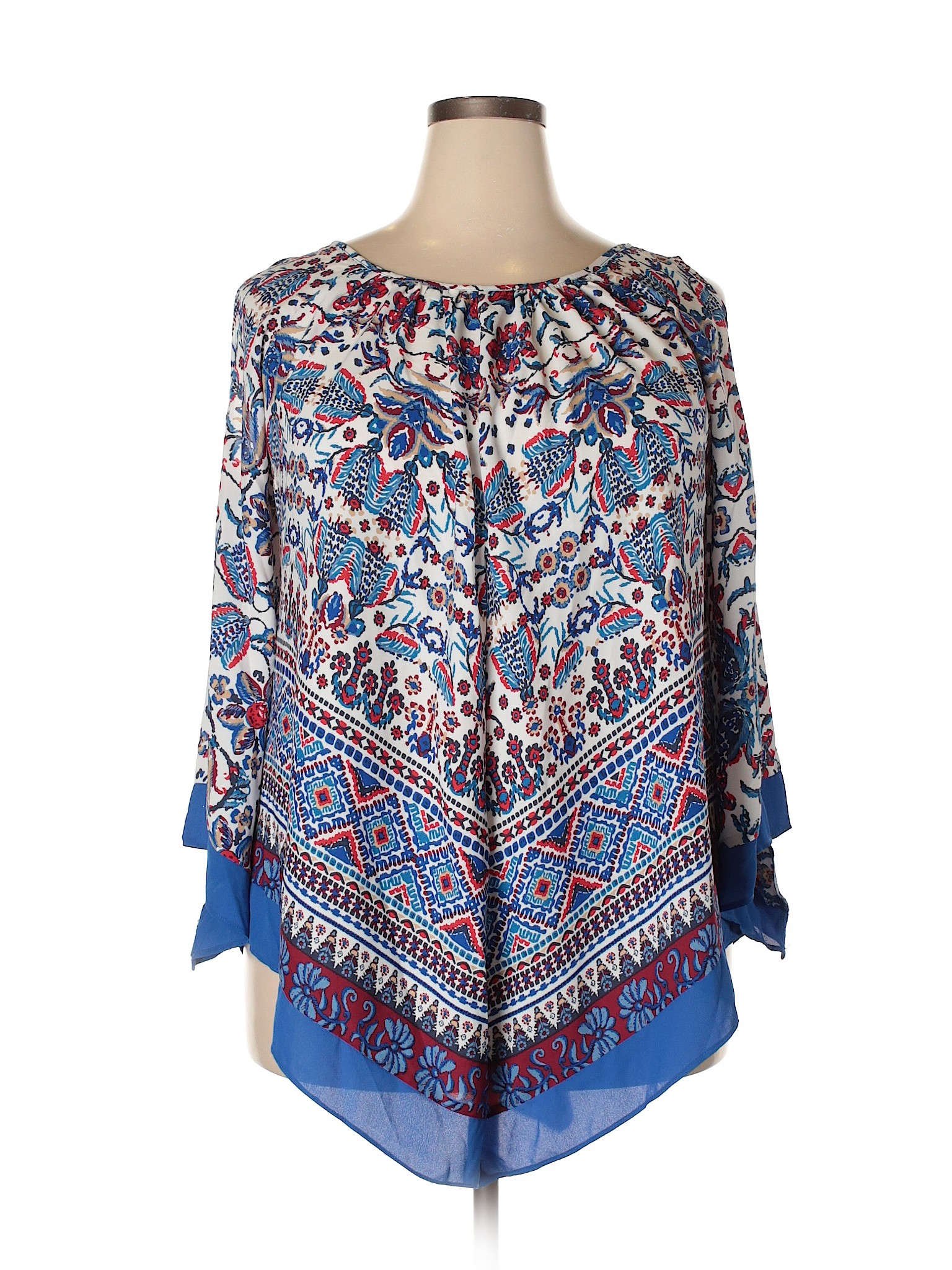 Cato 100% Polyester Blue Long Sleeve Blouse Size 22 - 24 (Plus) - 50% ...