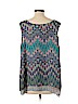 John Paul Richard 100% Polyester Blue Sleeveless Blouse Size XL - photo 2