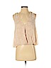 Paper Crown + Rifle Paper Co 100% Polyester Tan Sleeveless Blouse Size S - photo 1