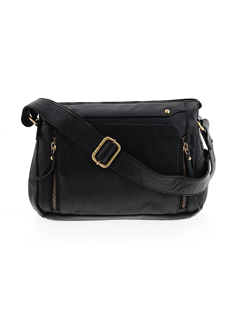 Great American Leatherworks 100% Leather Solid Black Leather Crossbody ...