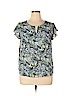 Papermoon 100% Polyester Blue Short Sleeve Blouse Size XL - photo 1