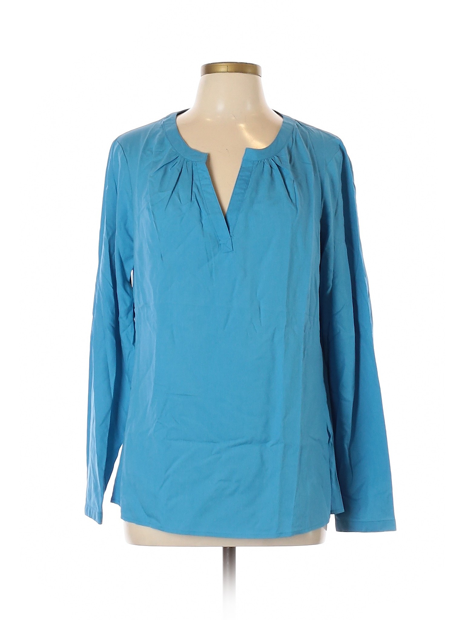 Winter Silks Women Blue Long Sleeve Silk Top L | eBay