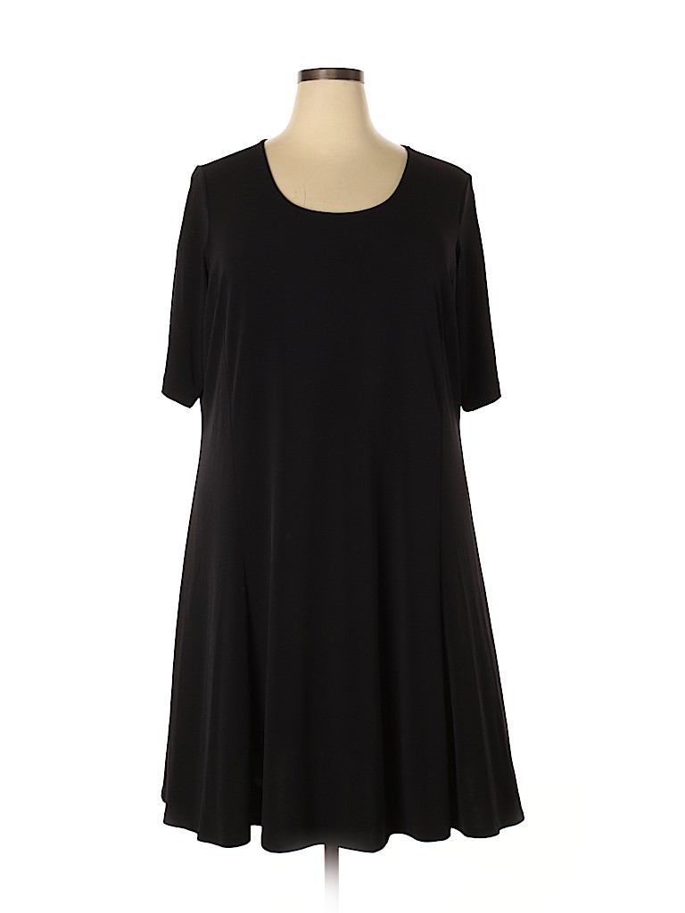 Susan Graver Solid Black Casual Dress Size 2X (Plus) - 73% off | thredUP