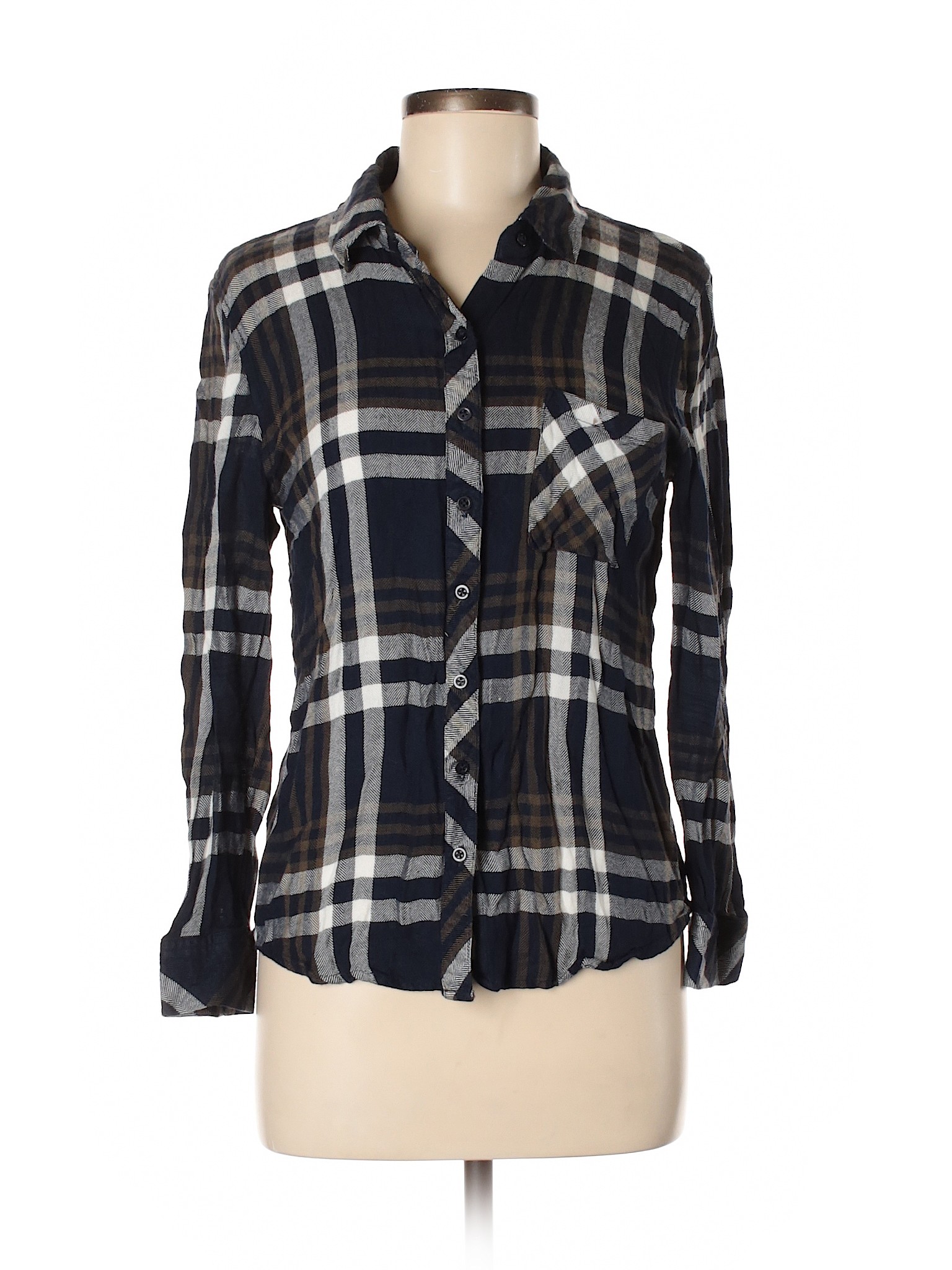 Dalia Women Blue Long Sleeve ButtonDown Shirt M eBay