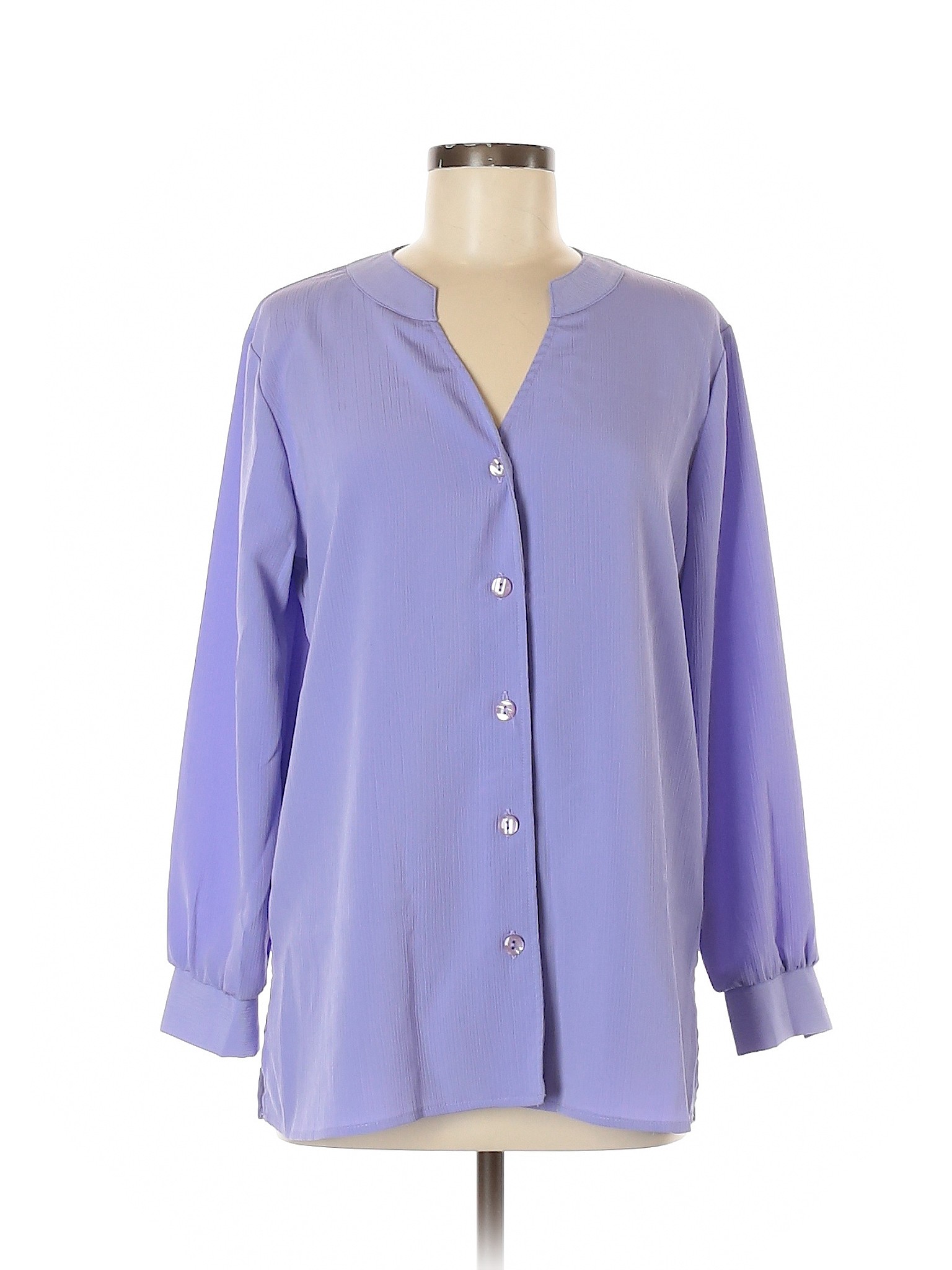 Maggie Sweet 100% Polyester Solid Purple Long Sleeve Blouse Size S - 79 ...