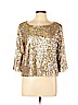 Jennifer Lopez 100% Polyester Tan 3/4 Sleeve Blouse Size L - photo 1