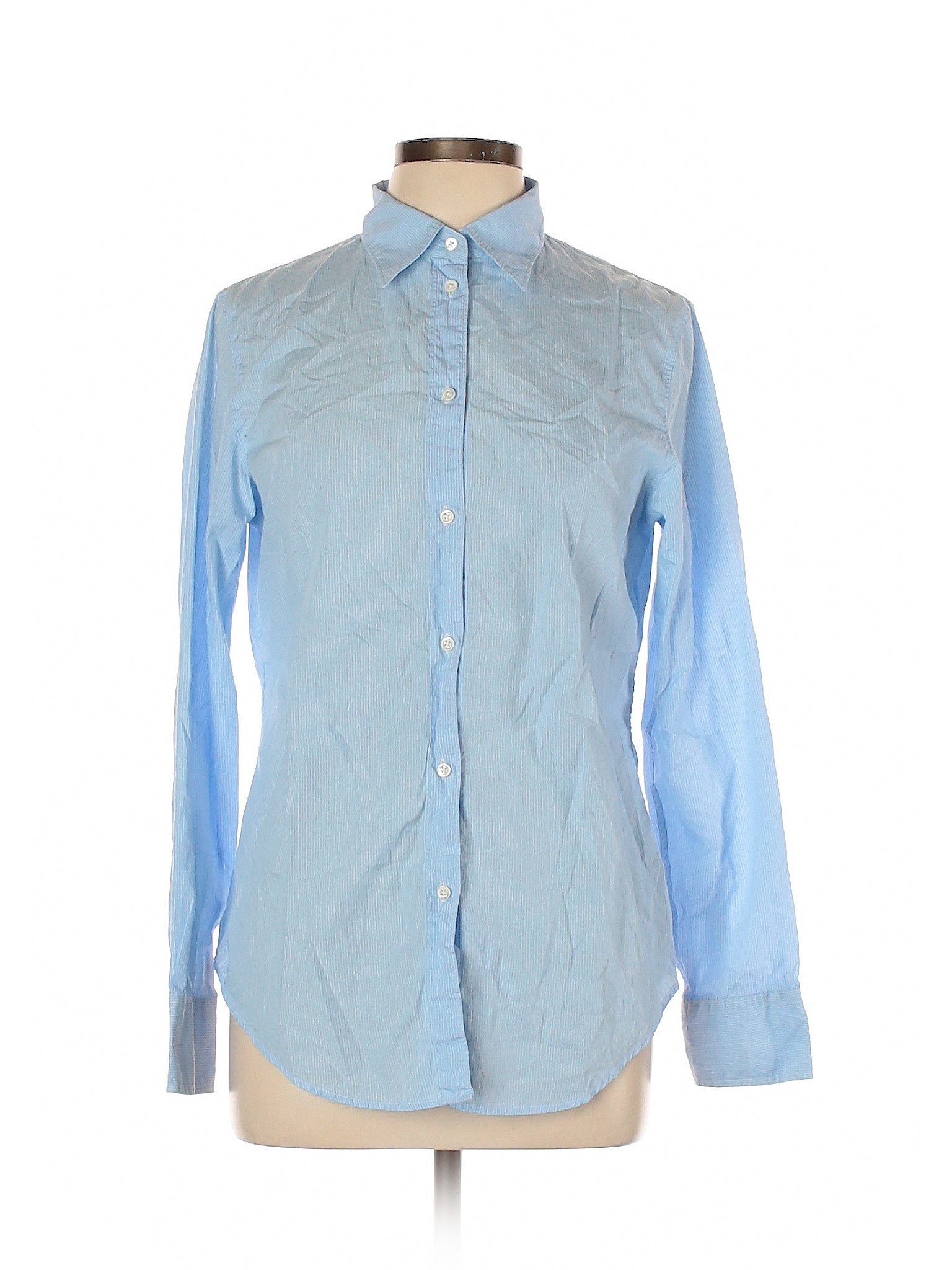 Gap Women Blue Long Sleeve Button-Down Shirt 12 | eBay