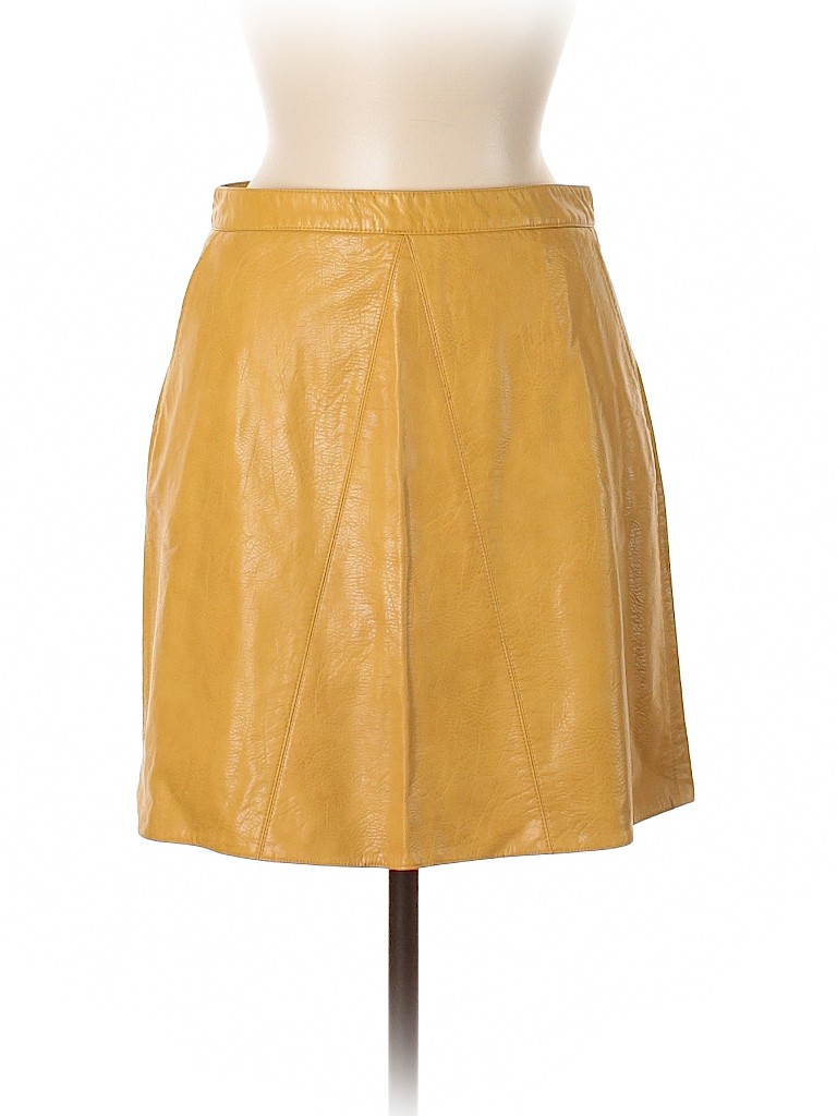 Zara Basic Yellow Faux Leather Skirt Size M - photo 1