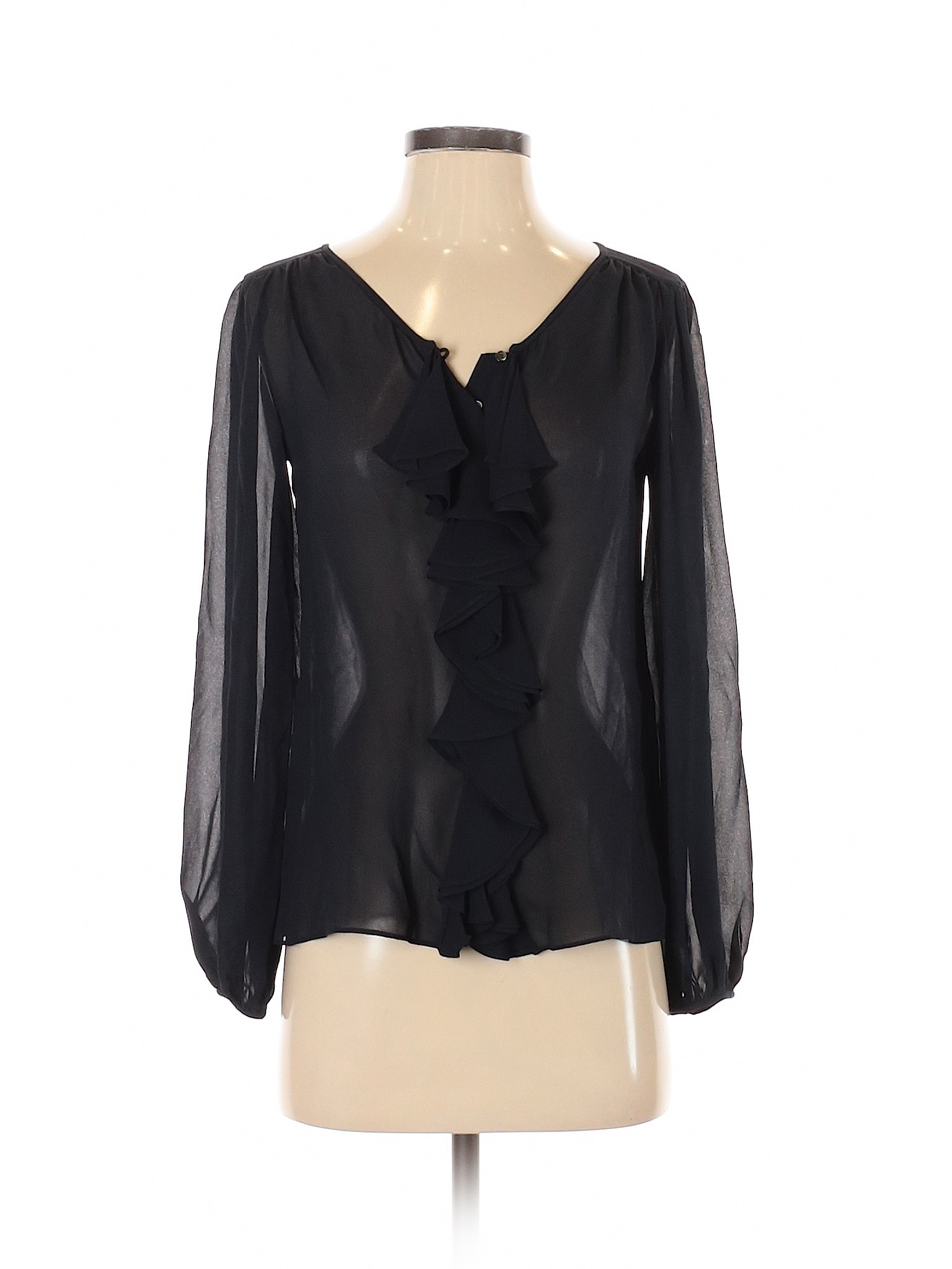 DKNY Women Black Long Sleeve Silk Top 2 | eBay
