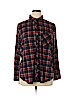 Polly & Esther 100% Polyester Red Long Sleeve Button-Down Shirt Size 3X - photo 1