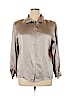 Courtney Rhodes 100% Silk Silver Long Sleeve Silk Top Size 16 - photo 1