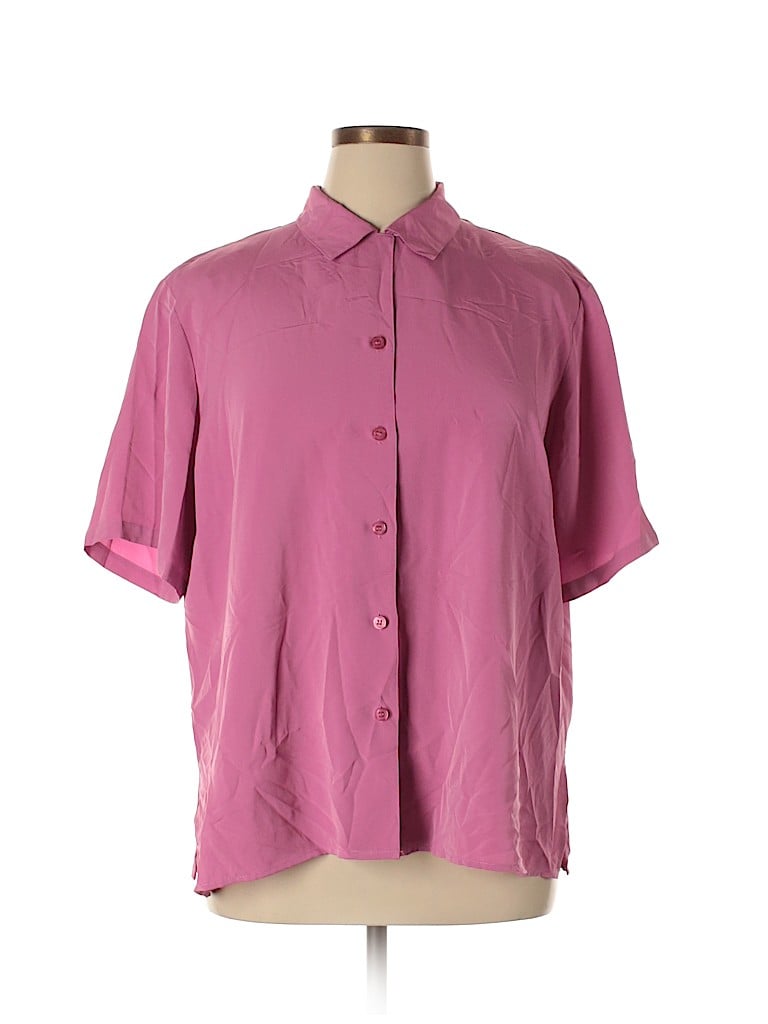 Notations 100 Polyester Solid Pink Short Sleeve Blouse Size 2x Plus