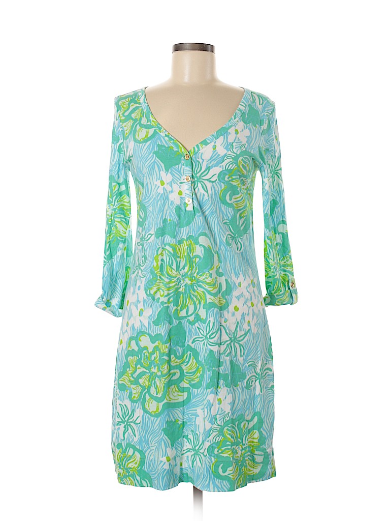 Lilly Pulitzer 100% Cotton Floral Blue Casual Dress Size M - 71% off ...