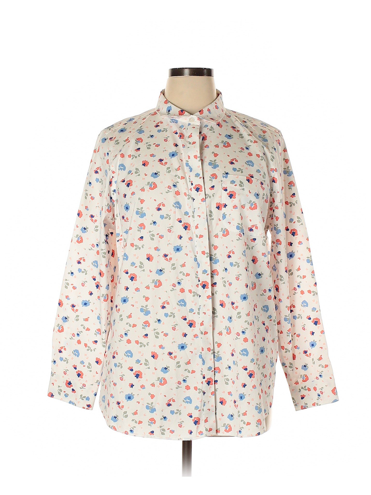 Details about L.L.Bean Women White Long Sleeve Button Down Shirt 1X Plus