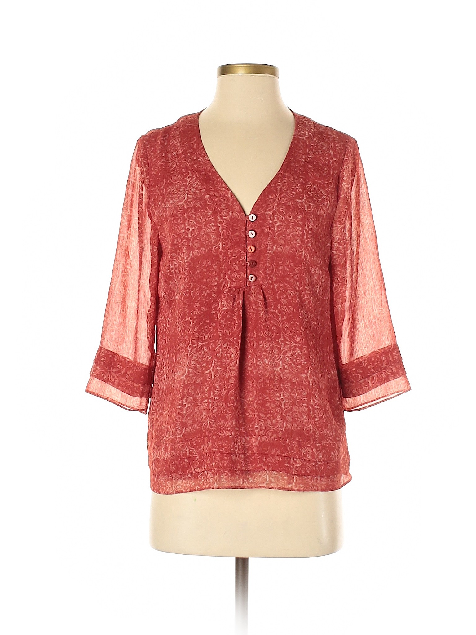 Coldwater Creek Women Red 3/4 Sleeve Blouse S Petites | eBay