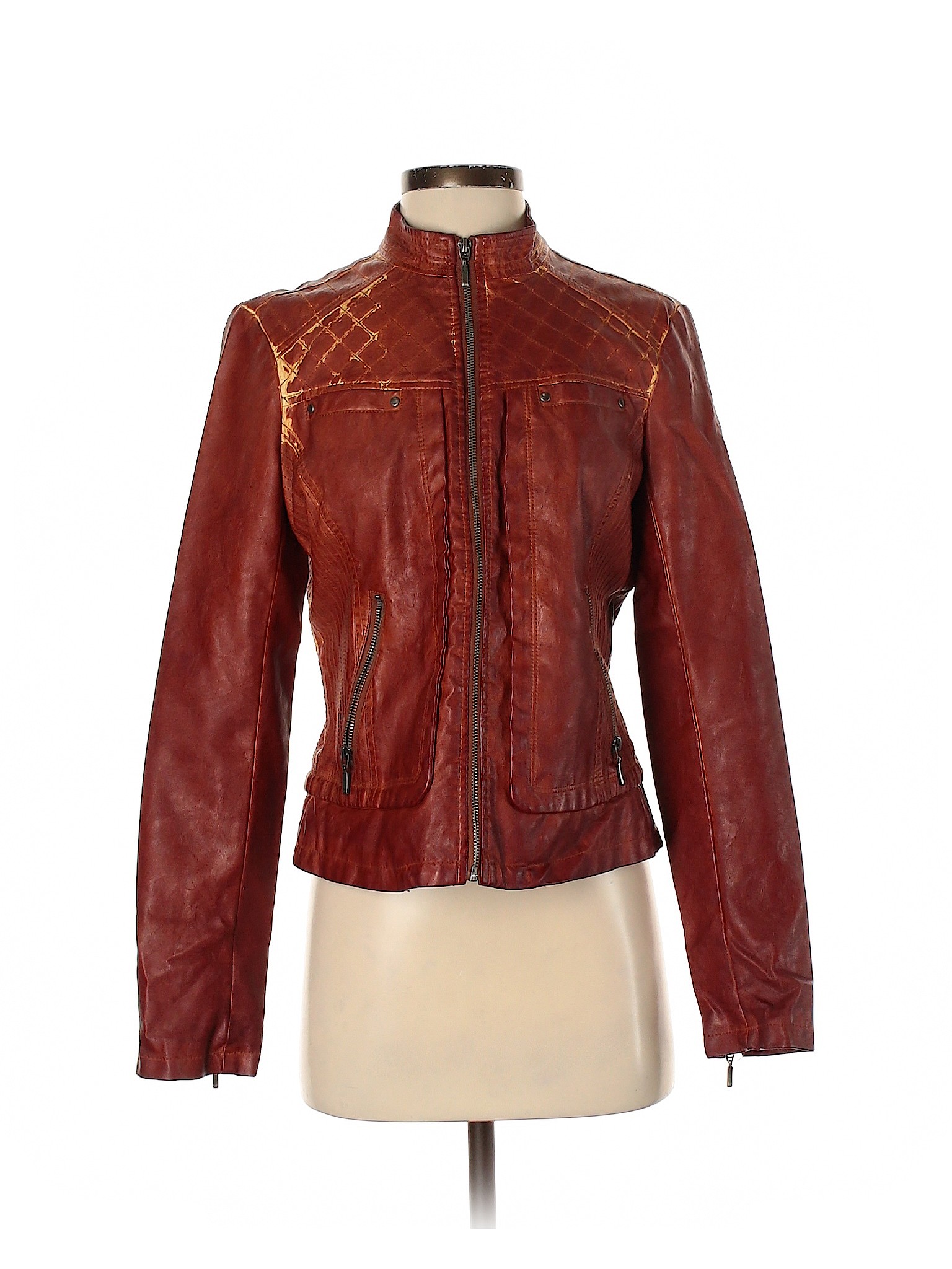 Details About Bernardo Women Brown Faux Leather Jacket S