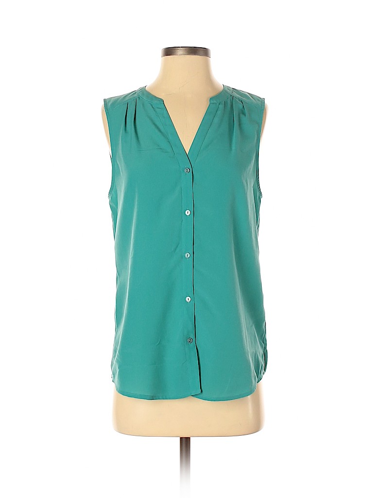 Chelsea28 100% Polyester Solid Teal Sleeveless Blouse Size S - 91% off ...