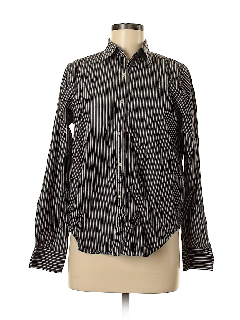 Lauren by Ralph Lauren 100% Cotton Gray Long Sleeve Button-Down Shirt Size M - photo 1