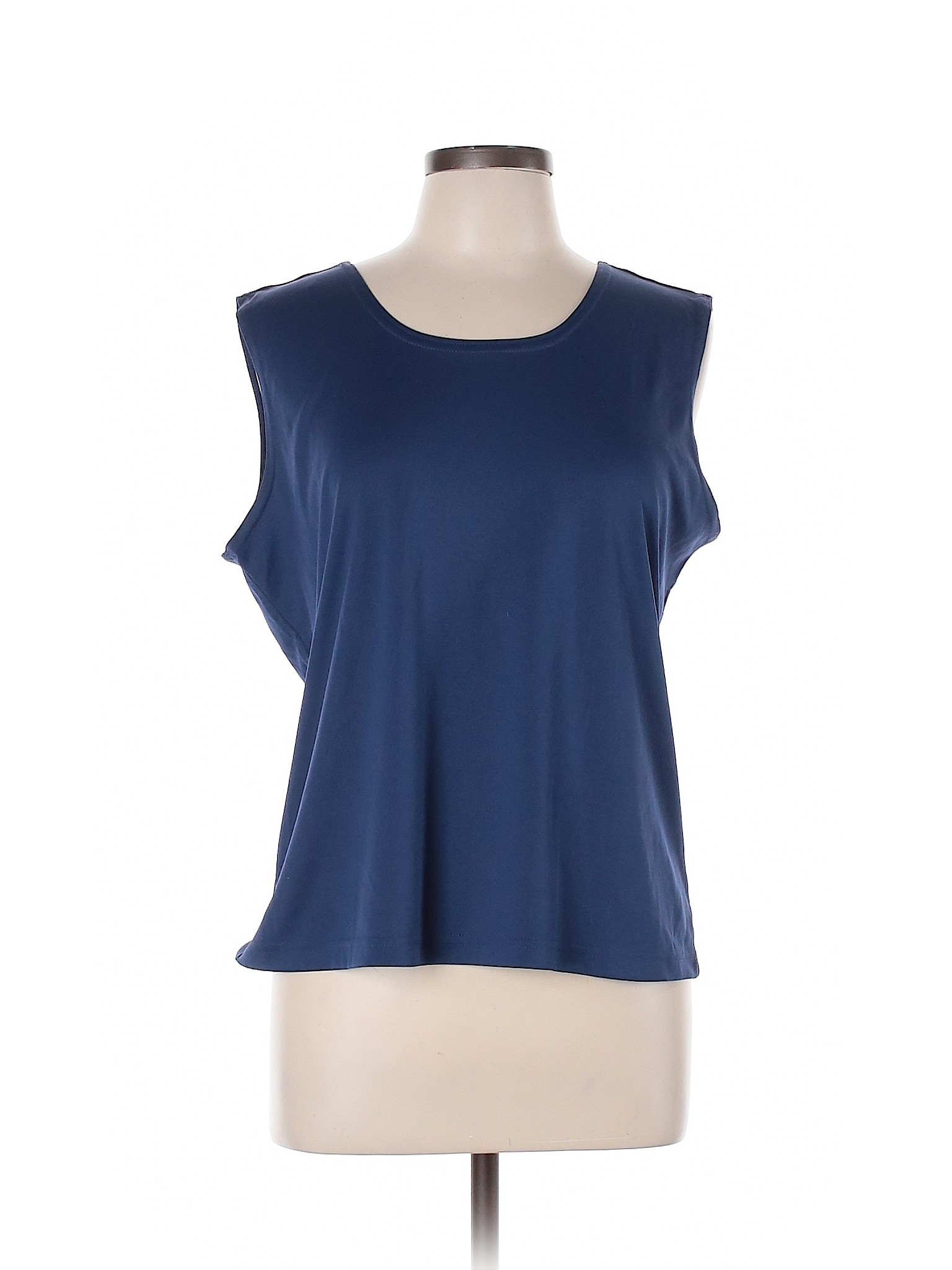 Haband! 100% Polyester Solid Blue Sleeveless Top Size L - 58% off | thredUP