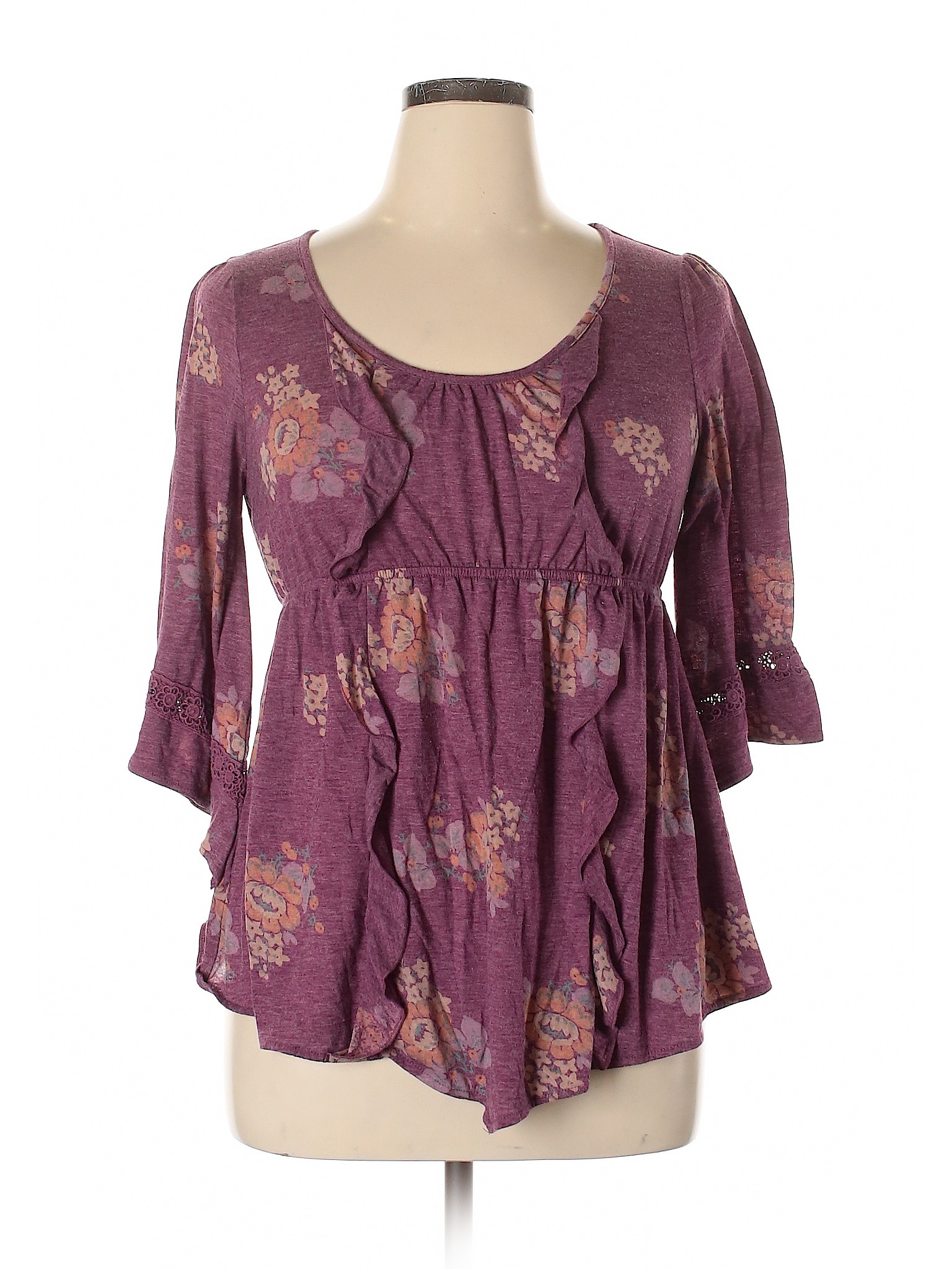 Decree Top Women Sleeve 3/4 about Purple Details XL