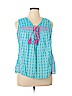 Crown & Ivy 100% Cotton Blue Sleeveless Blouse Size 1X - photo 1