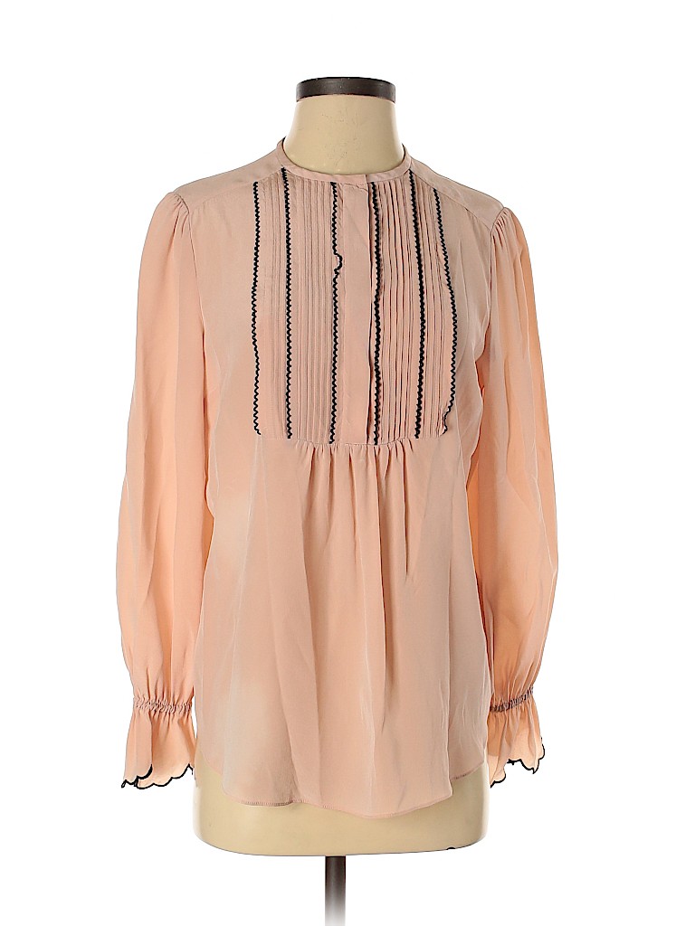 Rachel Zoe 100% Polyester Solid Pink Long Sleeve Blouse Size 4 - 95% ...