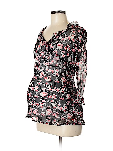 Mimi Maternity 3/4 Sleeve Silk Top (view 1)