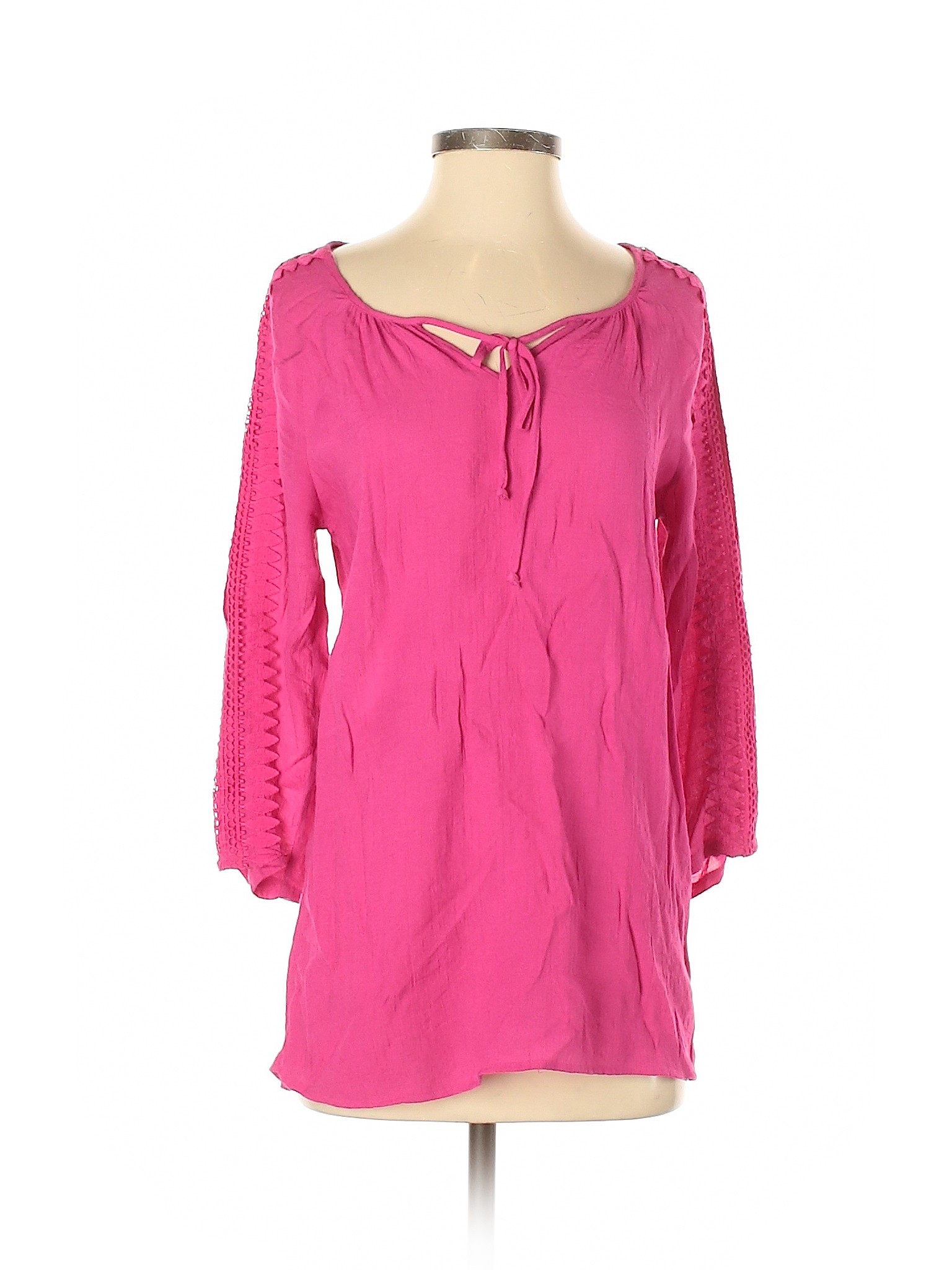 Studio Works Women Pink 3/4 Sleeve Blouse S | eBay