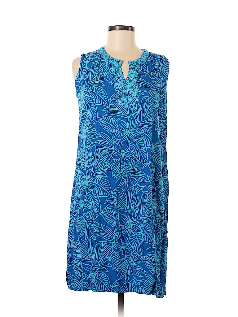 Blue Ginger 100% Rayon Tropical Blue Casual Dress Size M - 75% off ...