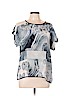 Vida 100% Silk Blue Short Sleeve Silk Top Size L - photo 1