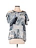 Vida 100% Silk Blue Short Sleeve Silk Top Size L - photo 1
