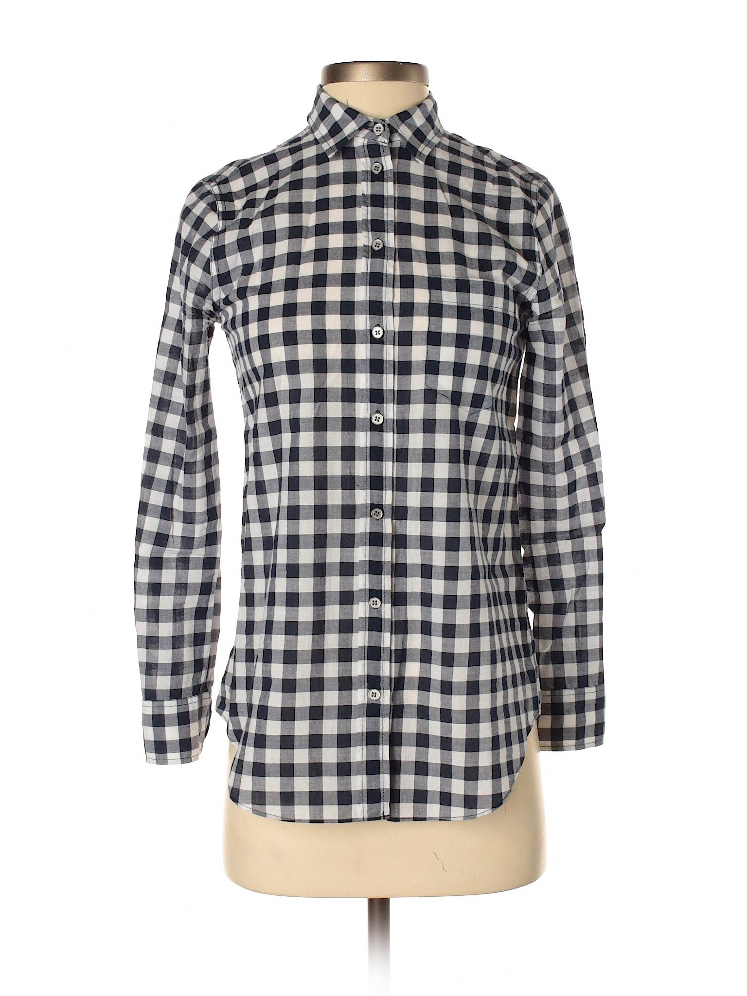 J.Crew Women Blue Long Sleeve Button-Down Shirt XS | eBay