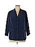 Only Necessities 100% Polyester Blue Long Sleeve Blouse Size 14w Petite - photo 1