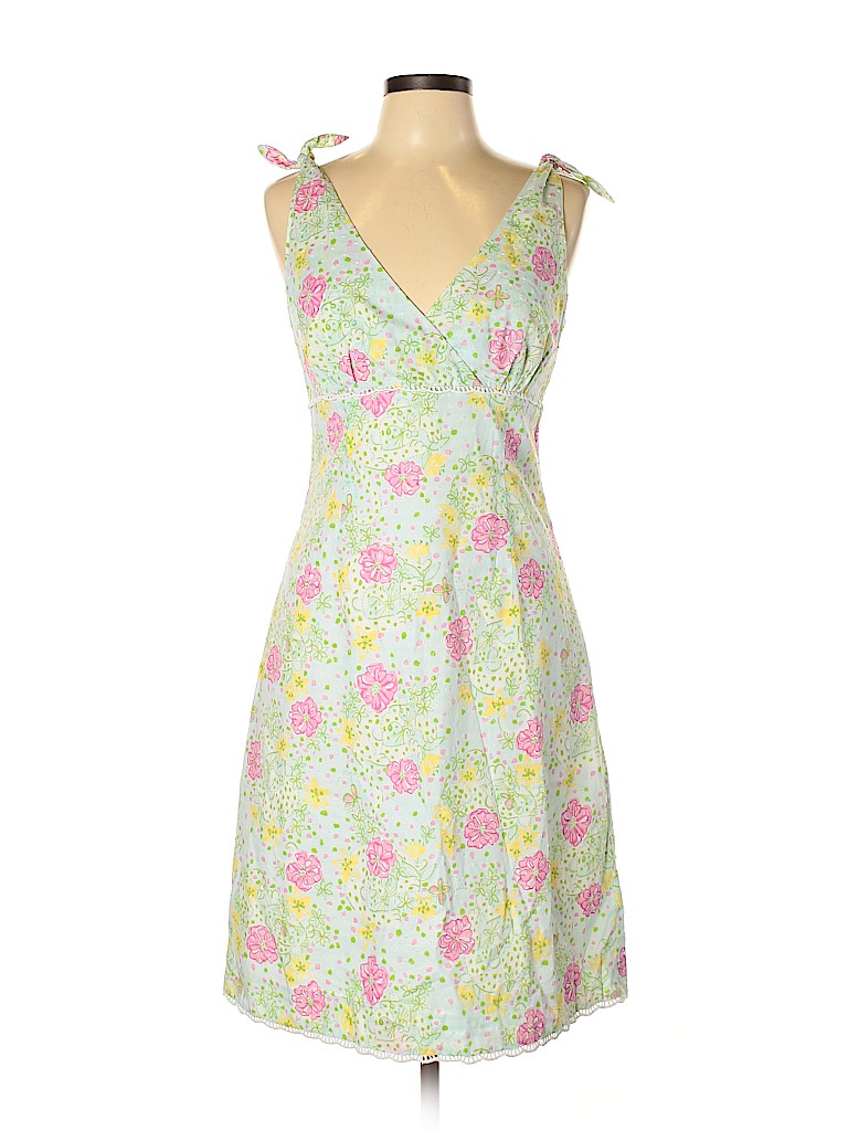 Lilly Pulitzer 100% Cotton Floral Blue Casual Dress Size 10 - 76% off ...