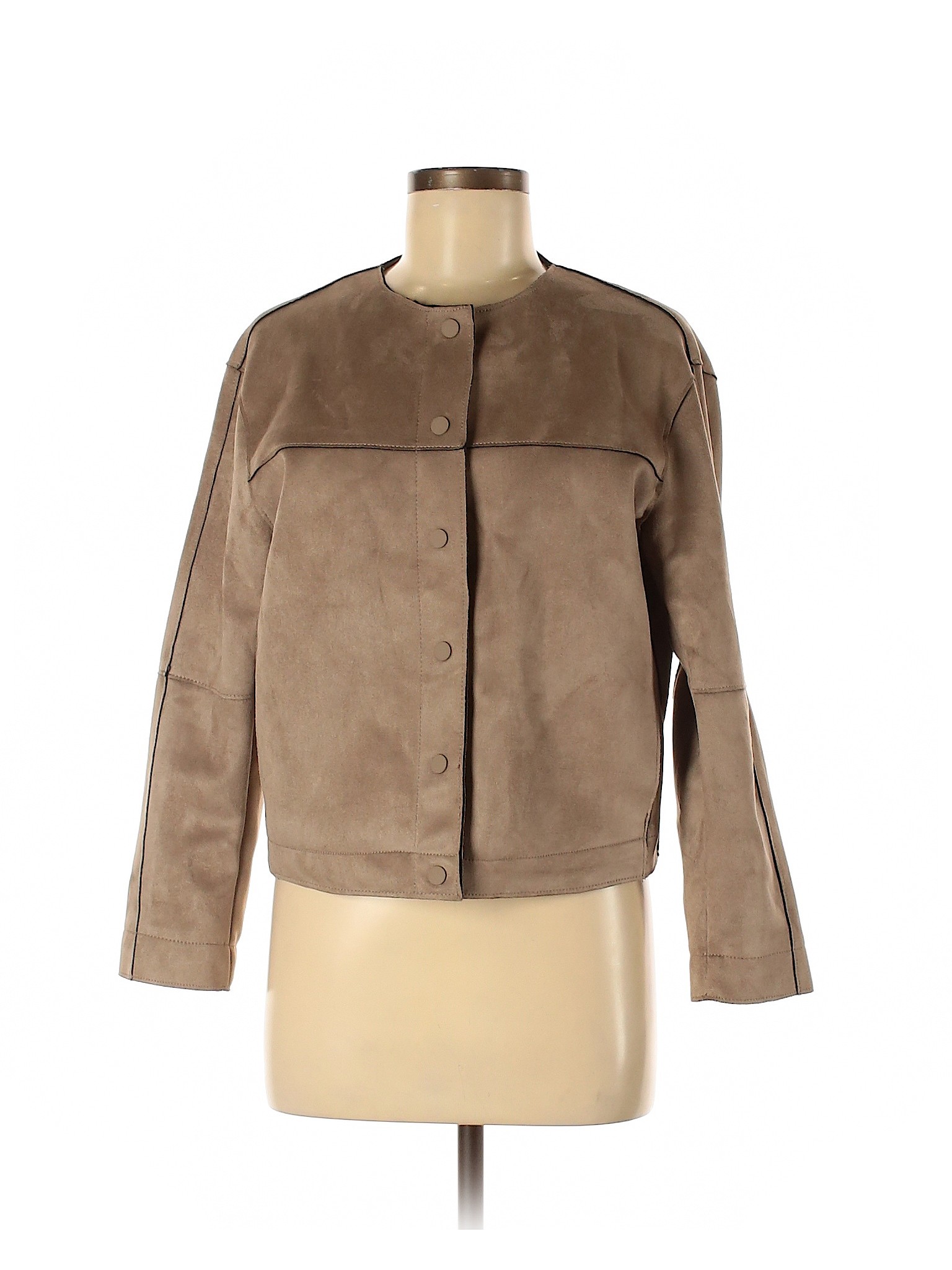 Zara Basic Women Brown Faux Leather Jacket M | eBay