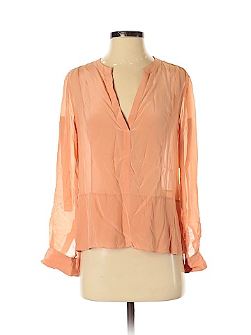 BCBGMAXAZRIA Long Sleeve Silk Top (view 1)