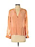 BCBGMAXAZRIA 100% Silk Orange Long Sleeve Silk Top Size S - photo 1