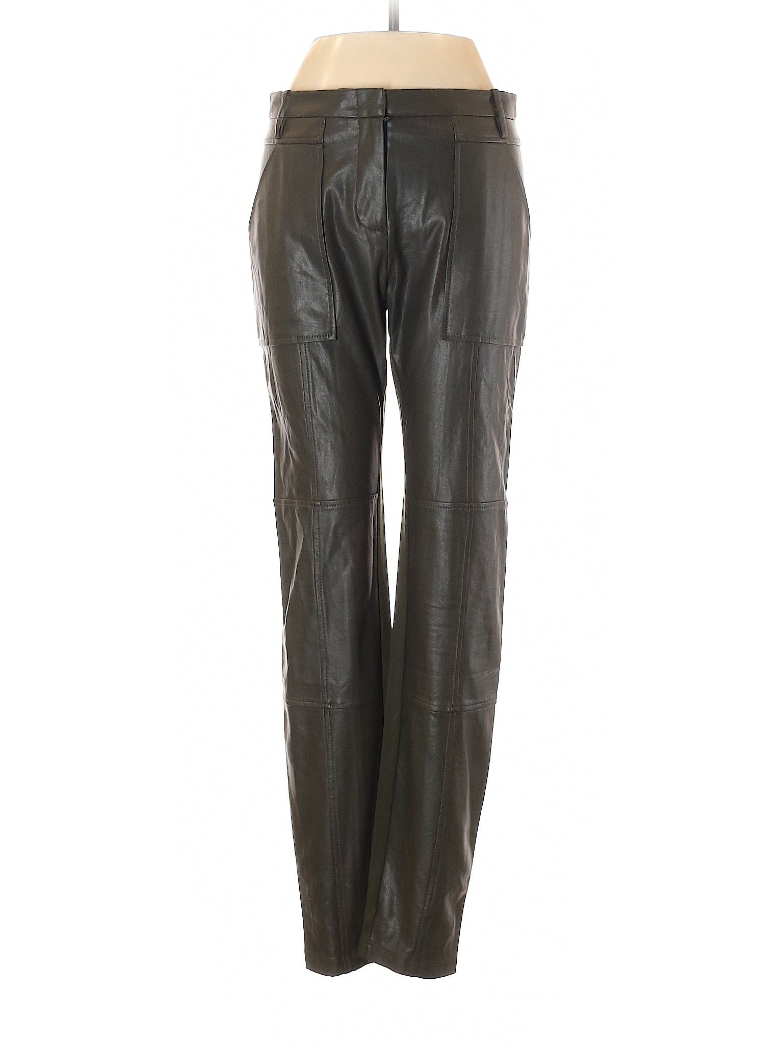 green faux leather pants