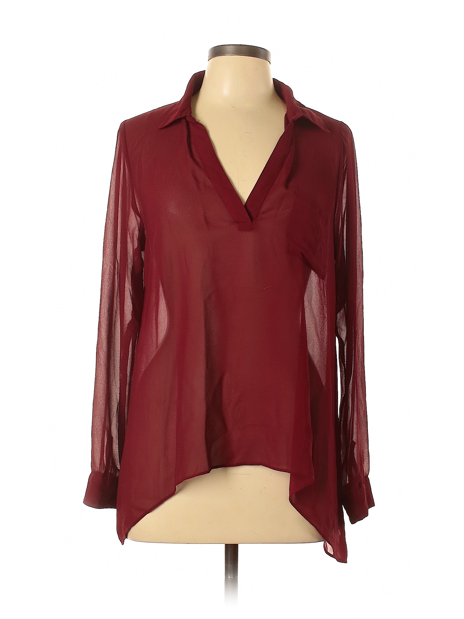 Olive and Oak Women Red Long Sleeve Blouse L | eBay