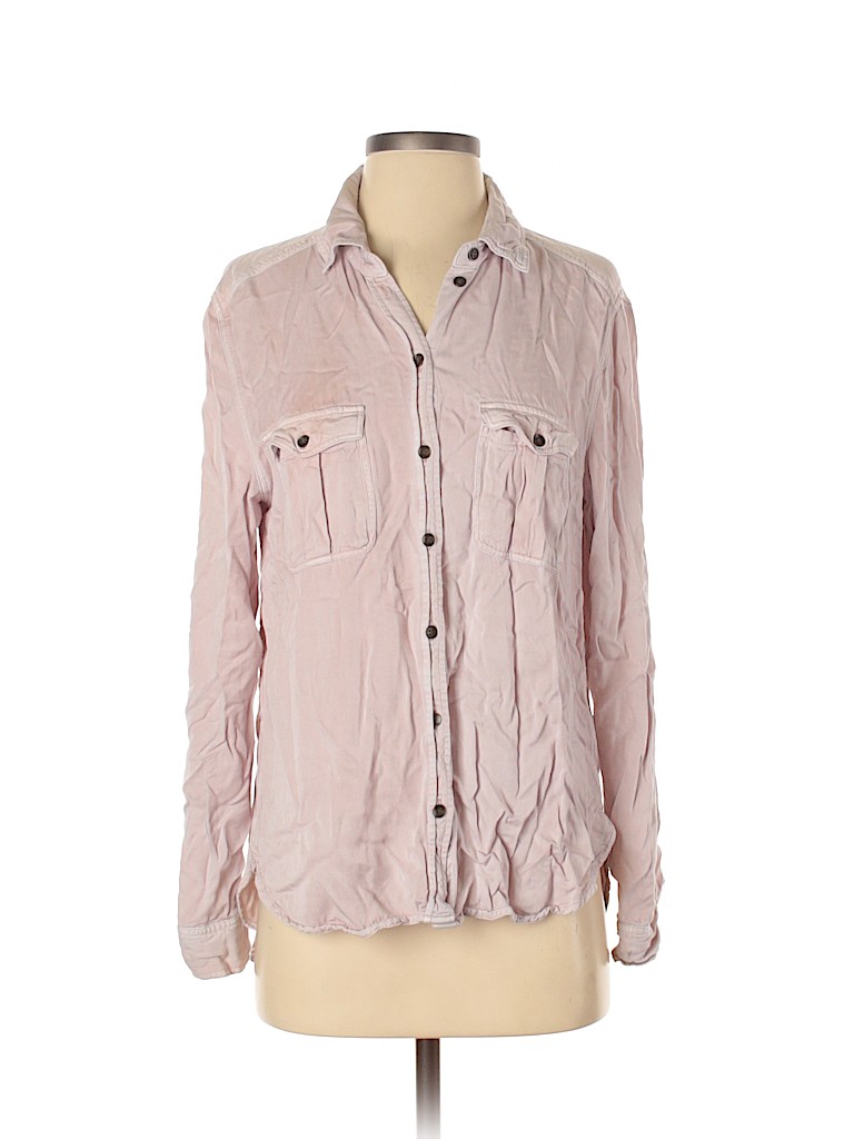 American Eagle Outfitters 100% Viscose Pink Long Sleeve Button-Down Shirt Size M - photo 1