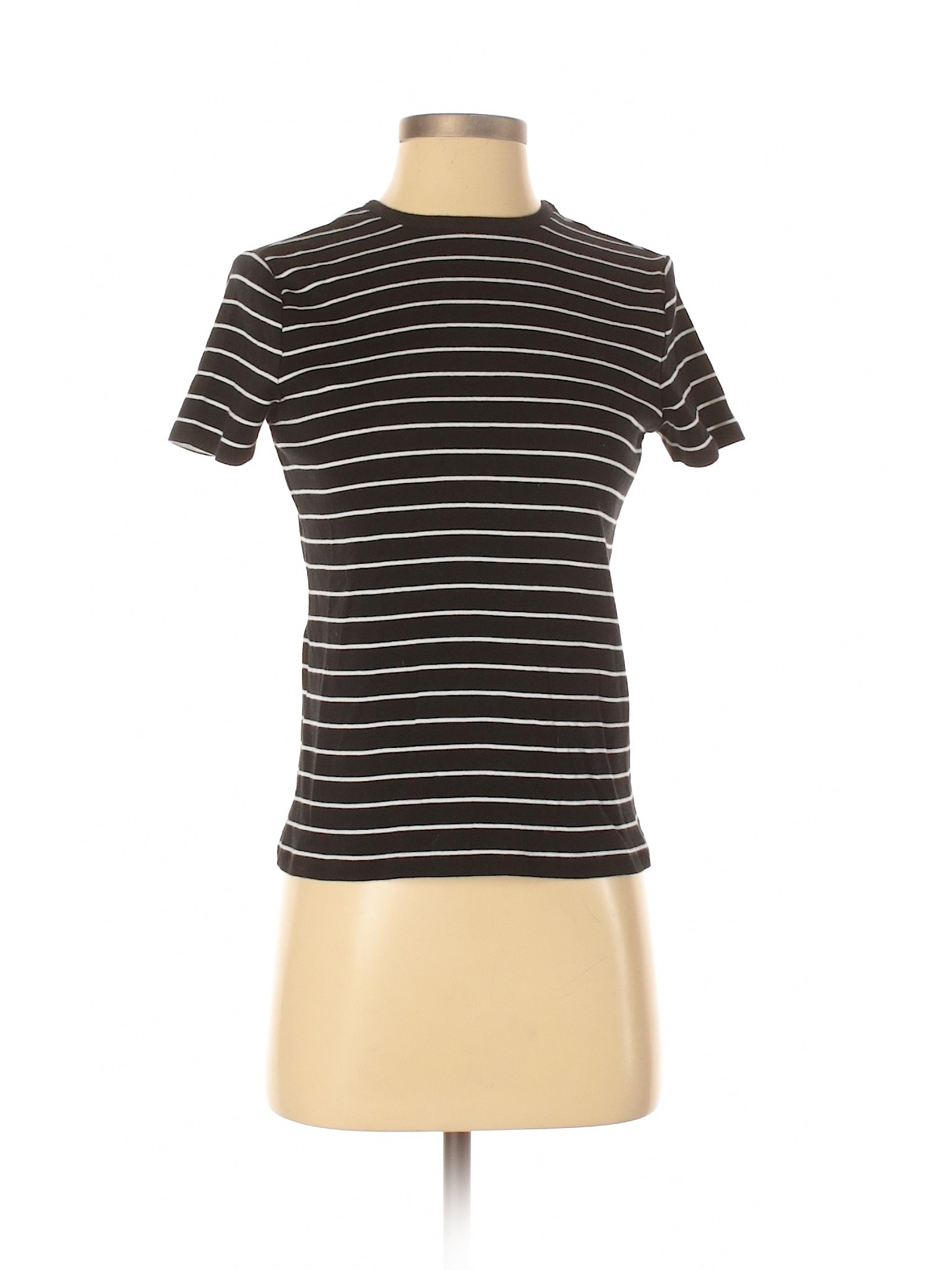 Lauren by Ralph Lauren 100% Cotton Stripes Black Short Sleeve T-Shirt ...