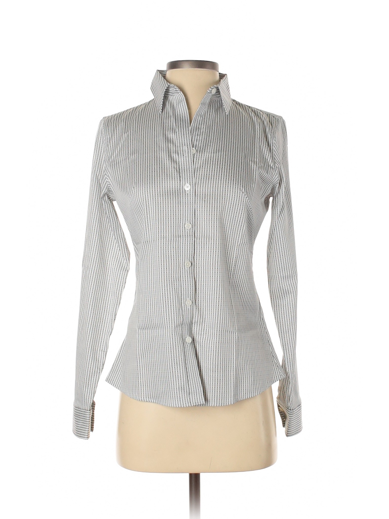 Banana Republic Stripes White Gray Long Sleeve ButtonDown Shirt Size 2 86 off thredUP