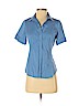 Ann Taylor 100% Cotton Blue Short Sleeve Button-Down Shirt Size 4 (petite) - photo 1