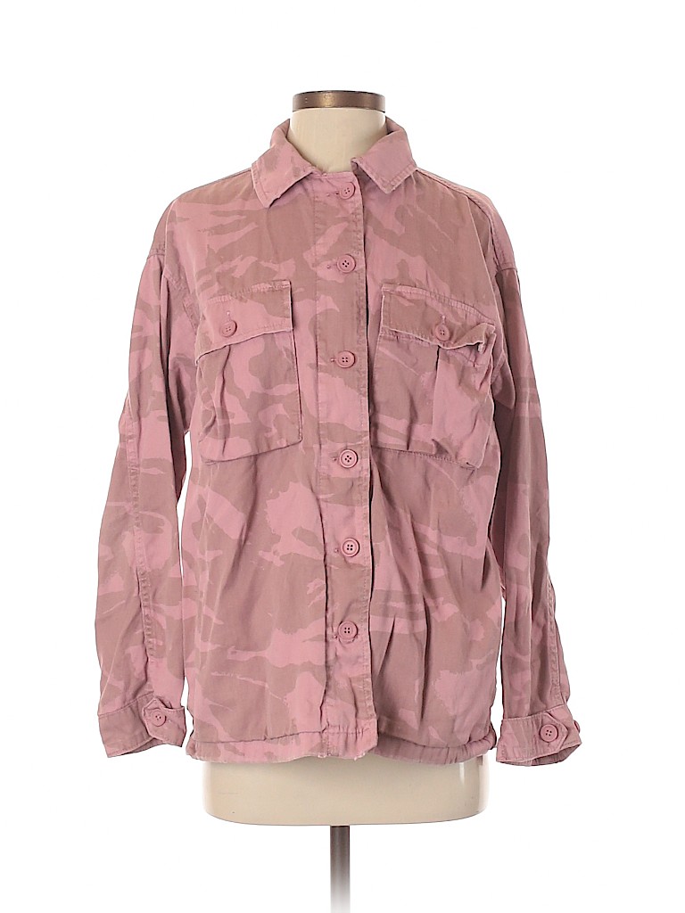 Topshop 100% Cotton Acid Wash Print Tie-dye Pink Jacket Size 2 - photo 1