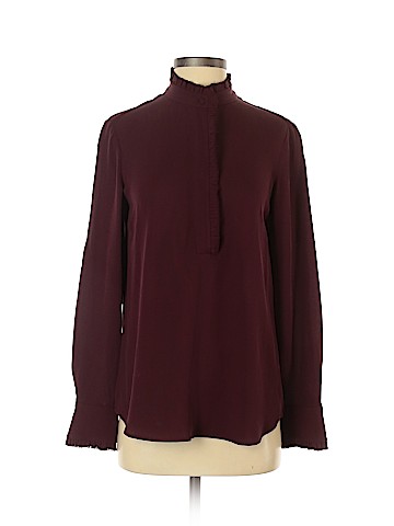 Theory Long Sleeve Silk Top (view 1)