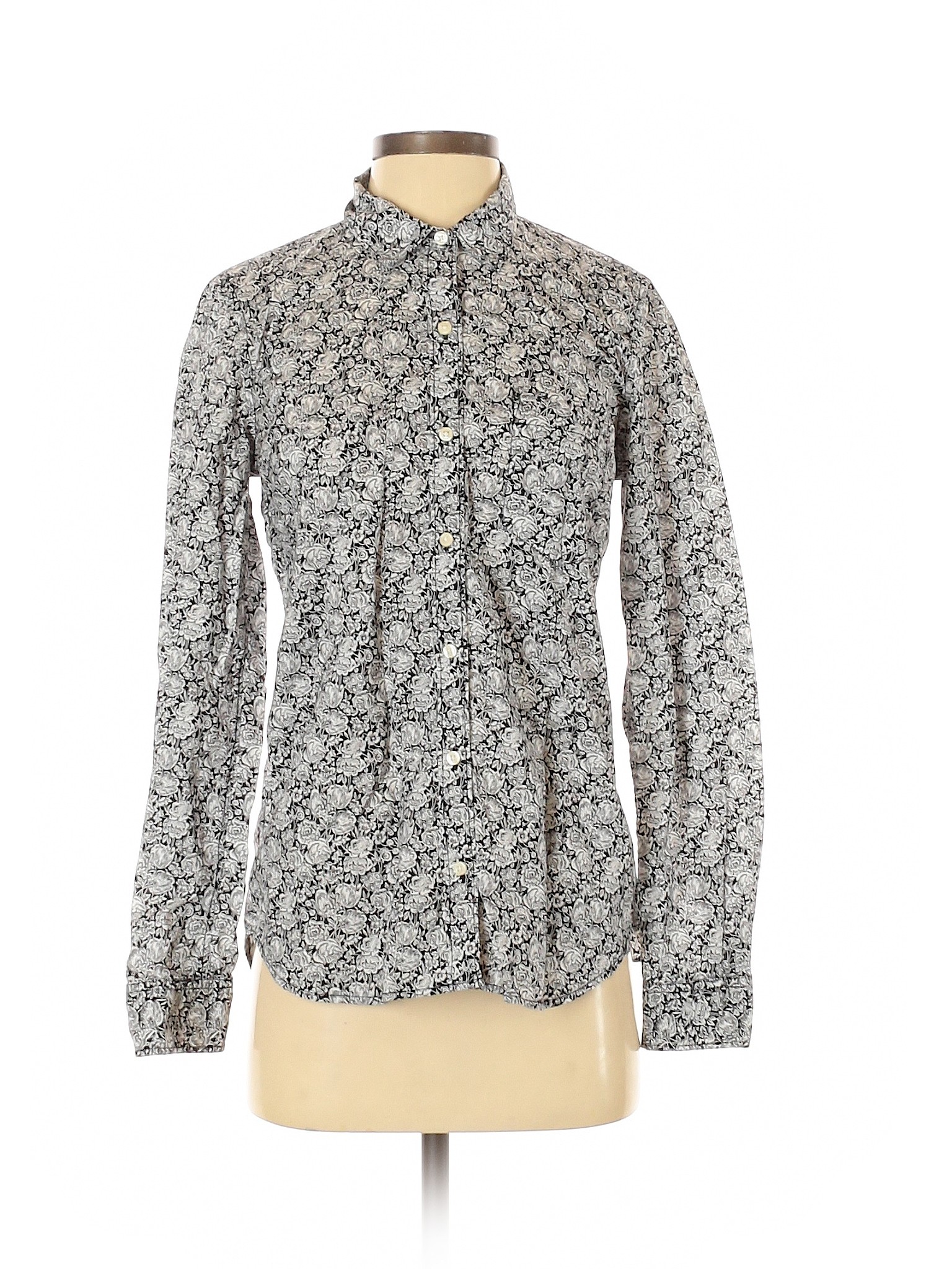 Gap Women Gray Long Sleeve Button-Down Shirt S | eBay