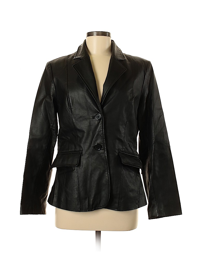 Metro Style 100% Leather Solid Black Leather Jacket Size 10 - 83% off ...